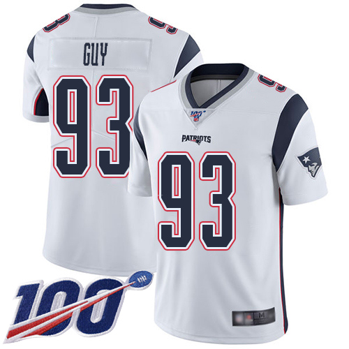 New England Patriots Football #93 Vapor Untouchable 100th Season Limited White Men Lawrence Guy Road NFL Jersey